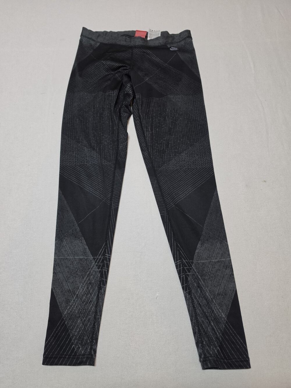 Nike Women’s Small Black Gray Geometric Print Leggings Athletic Workout